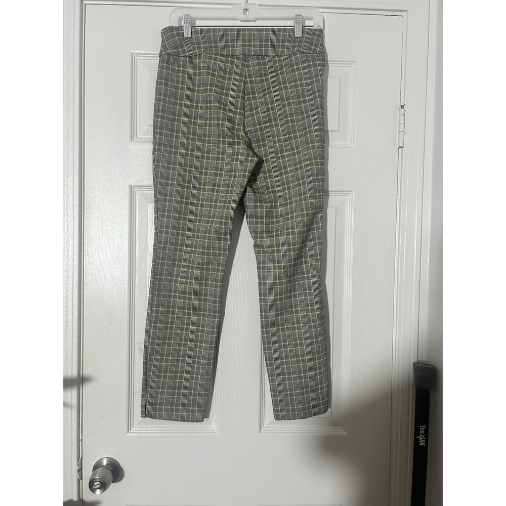 Counterparts Plaid Cigarette Pants Size 6 Gray Yellow Windowpane Ankle Workwear - Picture 5 of 8